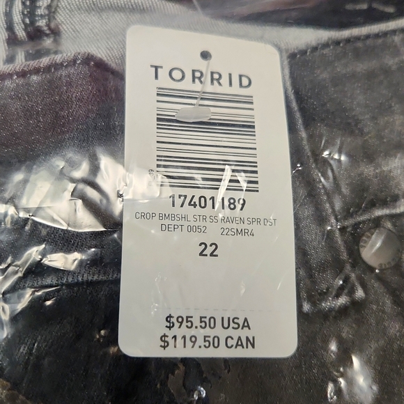❤NWT VINTAGE TORRID DENIM JEAN BOMBSHELL SUPER SOFT SLIM FIT DISTRESSED SIZE 20 - Picture 8 of 10